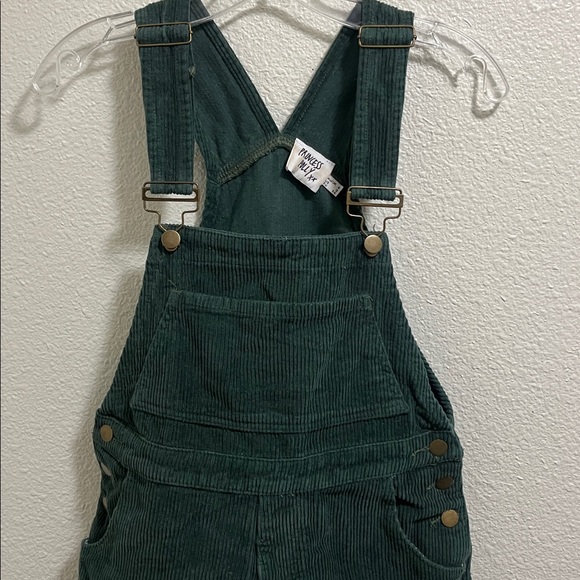 Princess Polly Kacey Forest Green Corduroy Short Overalls Size 2 - Picture 4 of 10